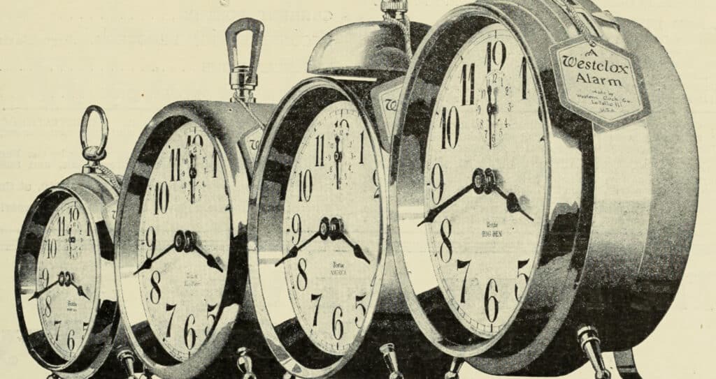 Alarm clocks displays the passage of time, reminiscent of the patience required to answer "How long does composting take?"