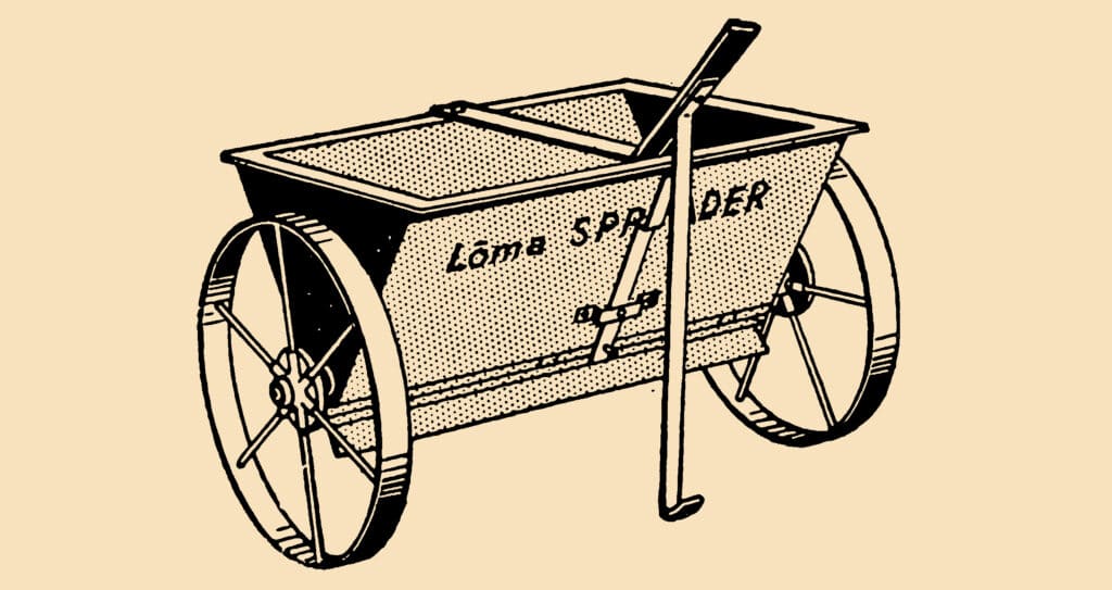 A spreader used for the addition of amendments like gypsum for soil.